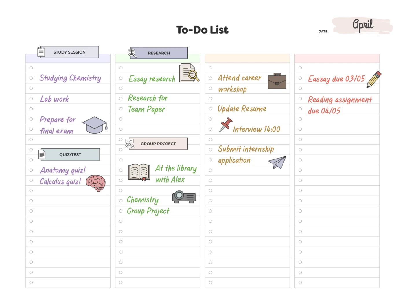 A to-do list using a handwriting font