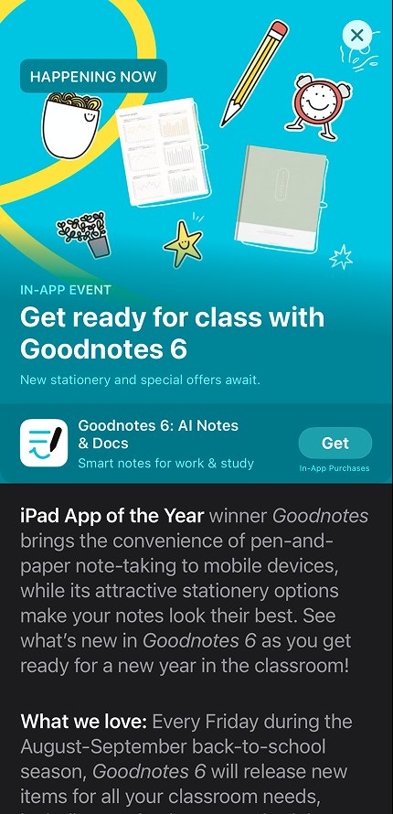 Back-to-school in-app event