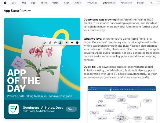 Goodnotes App Store preview page