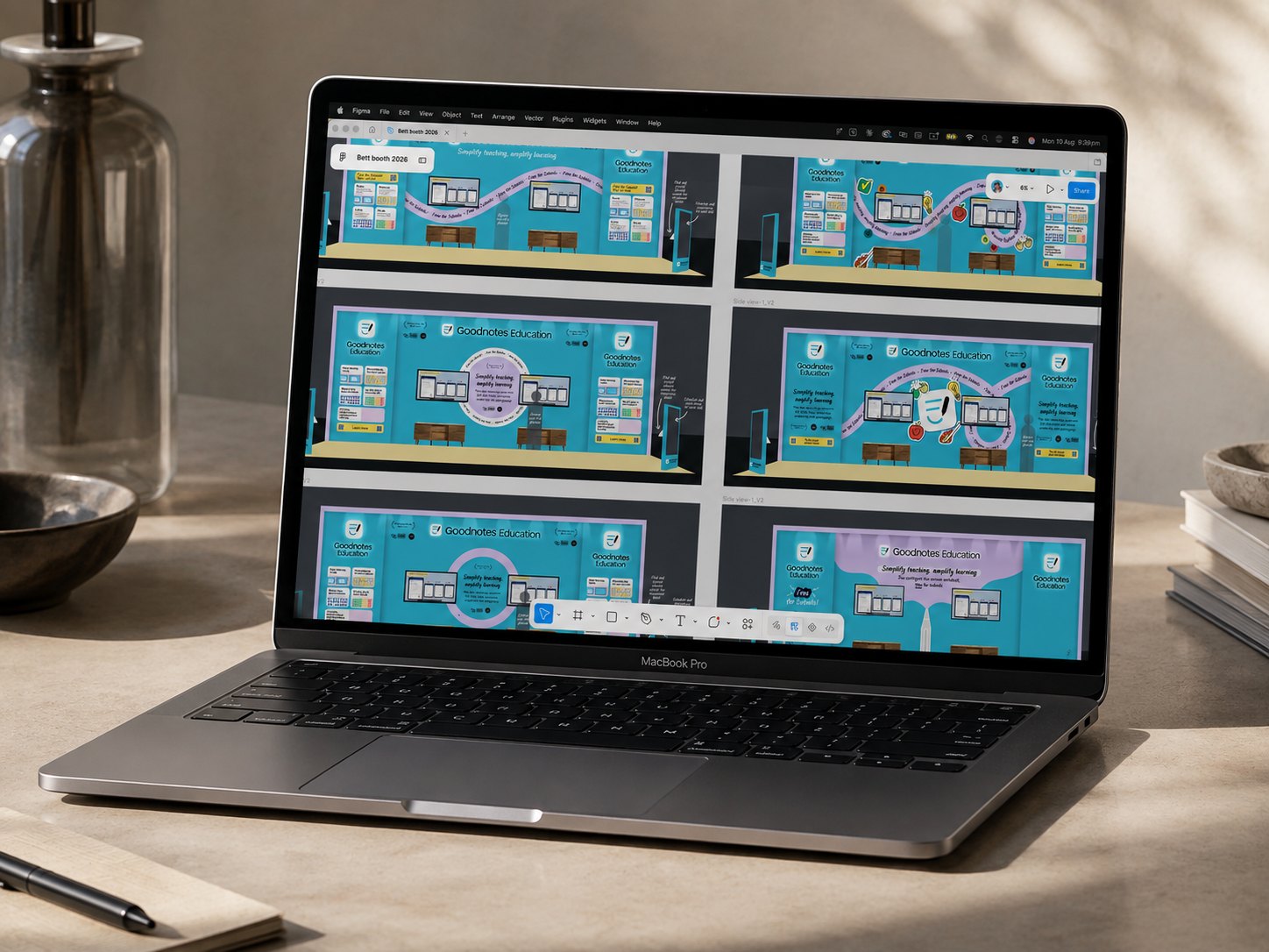 Booth layout iterations in Figma