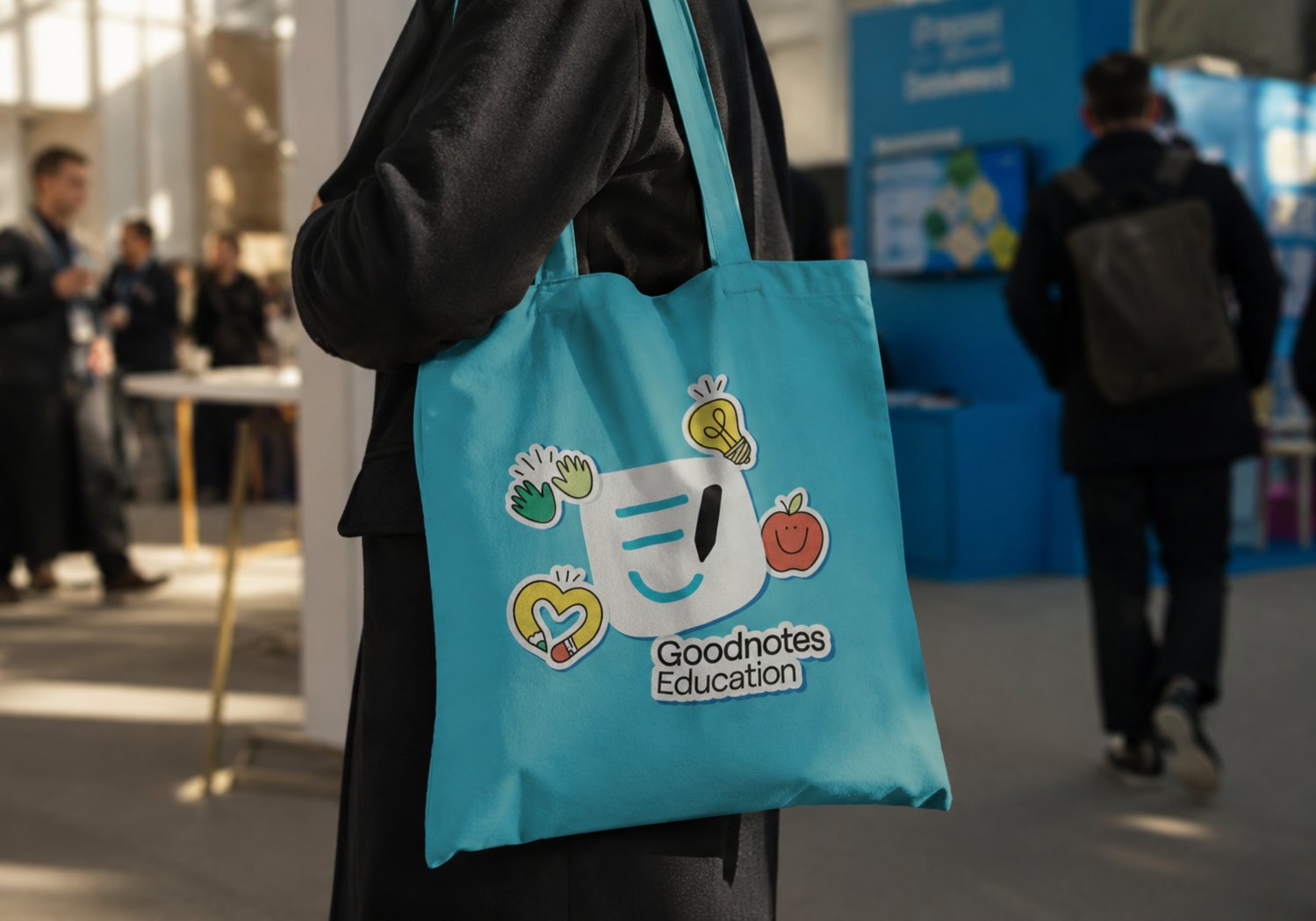 Goodnotes Education tote carried through the hall