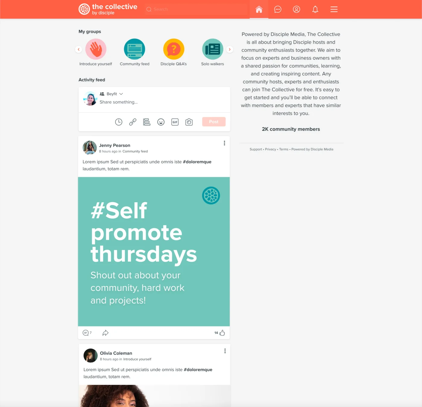 The Collective by Disciple community web app, in the new brand