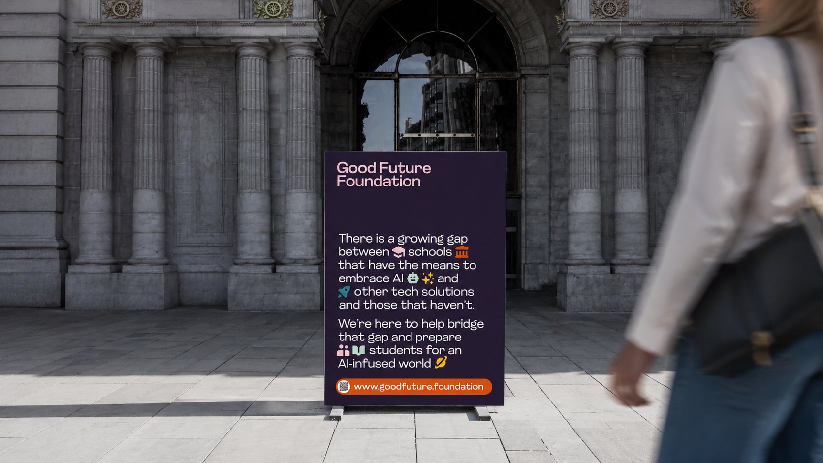 Good Future Foundation out-of-home poster on a London street