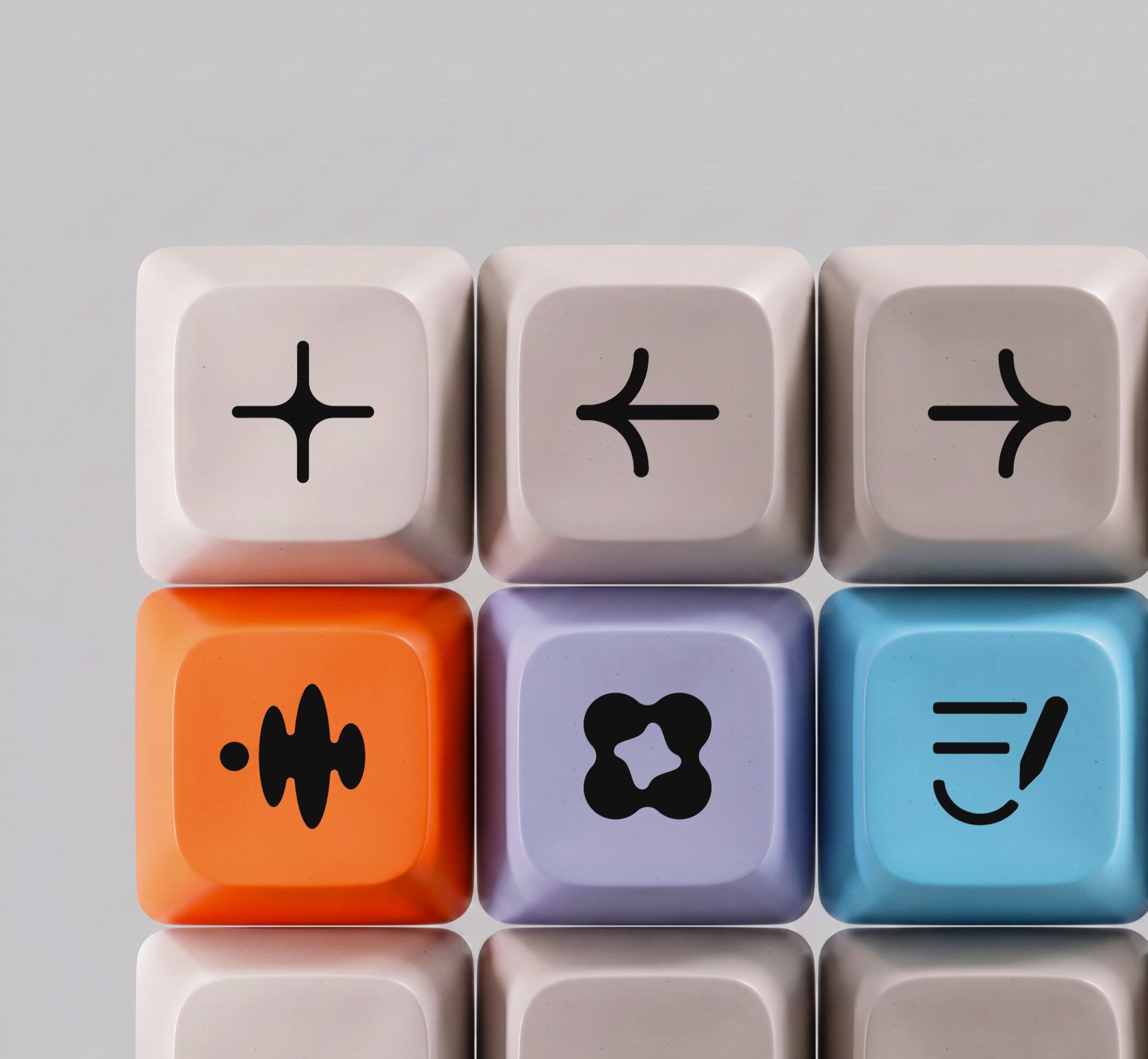 Keycaps with the Goodmeet, Good Systems and Goodnotes marks