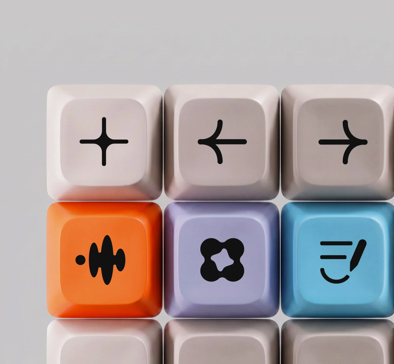 Keycaps with the Goodmeet, Good Systems and Goodnotes marks