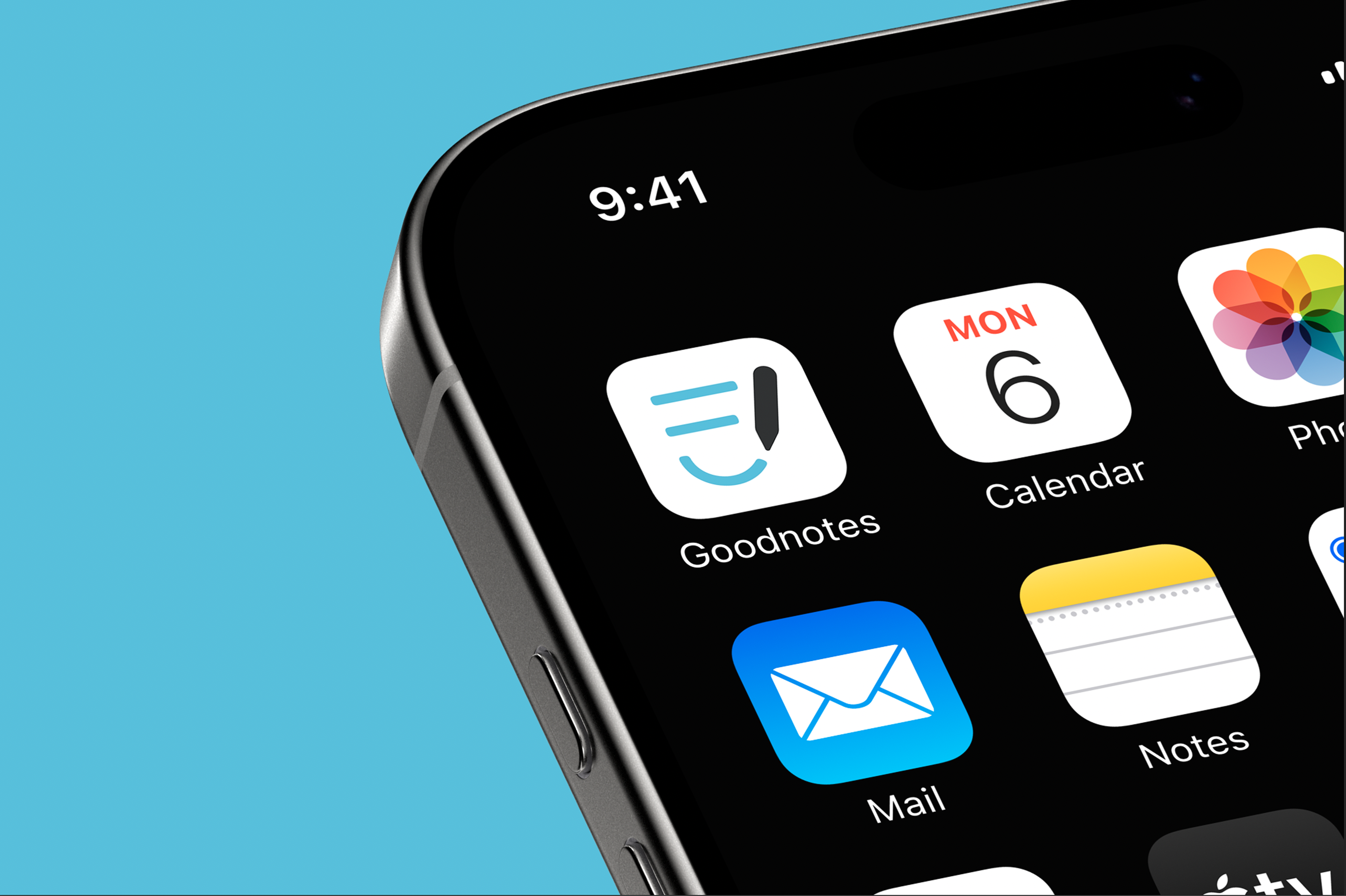 The refreshed Goodnotes icon on an iPhone home screen