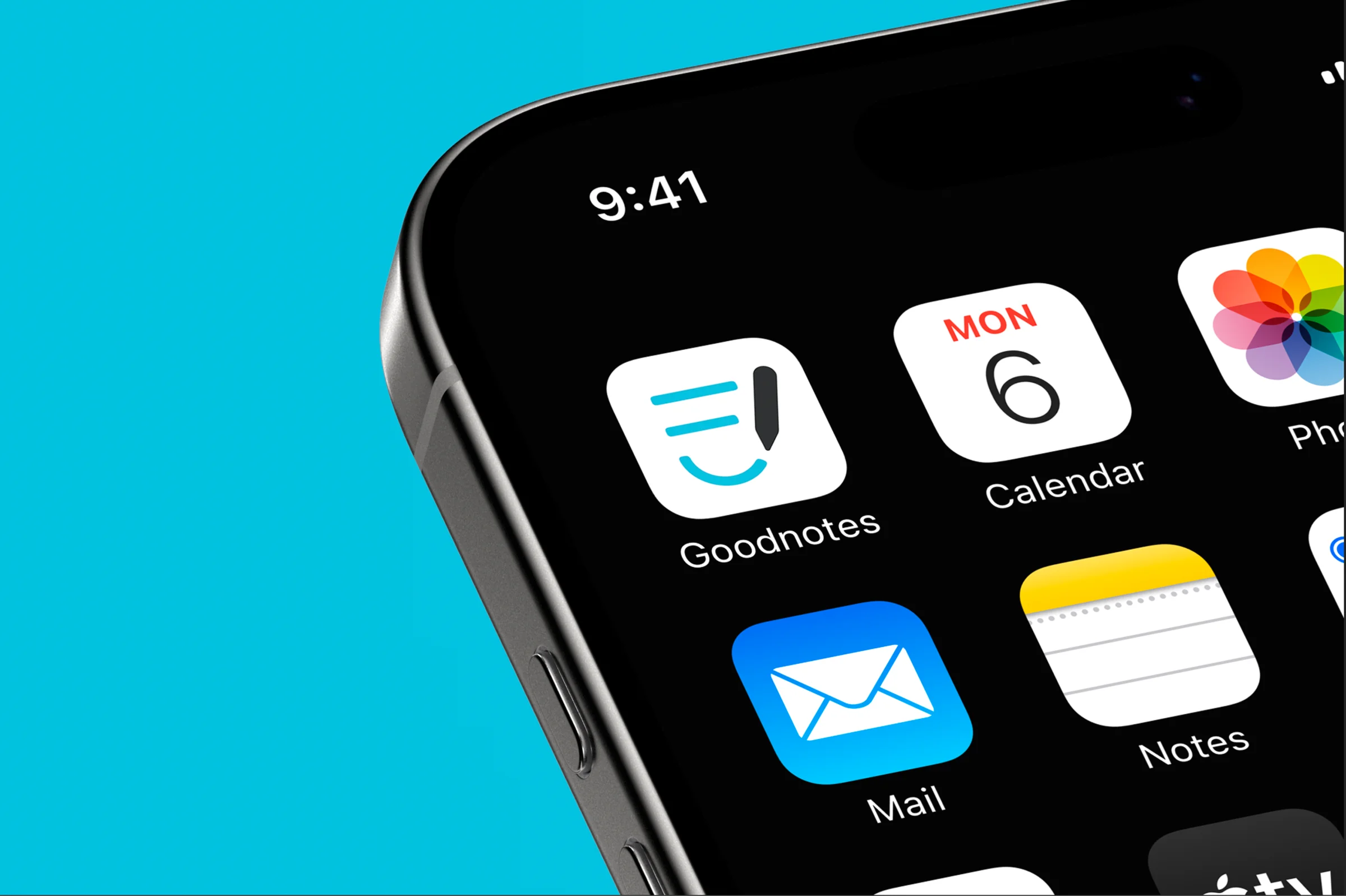 The refreshed Goodnotes icon on an iPhone home screen