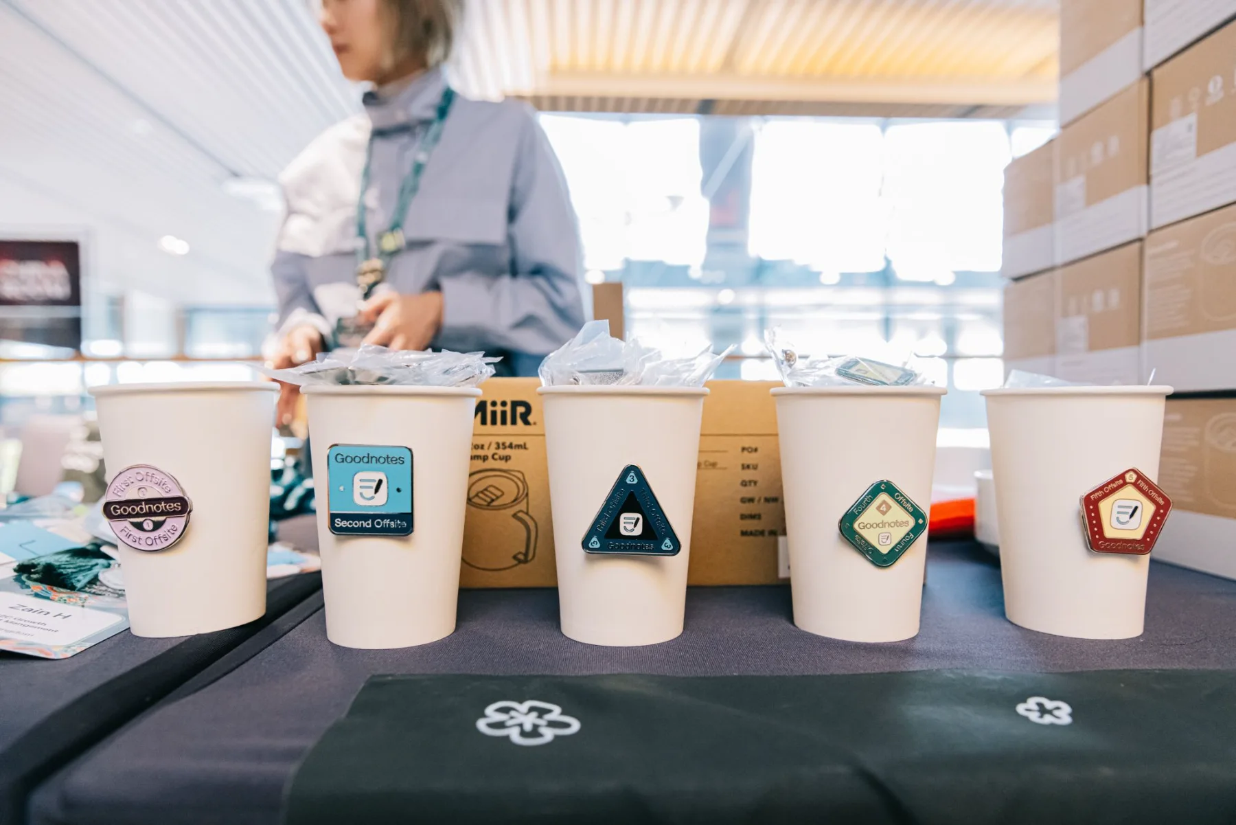 Illustrated cups at the coffee station