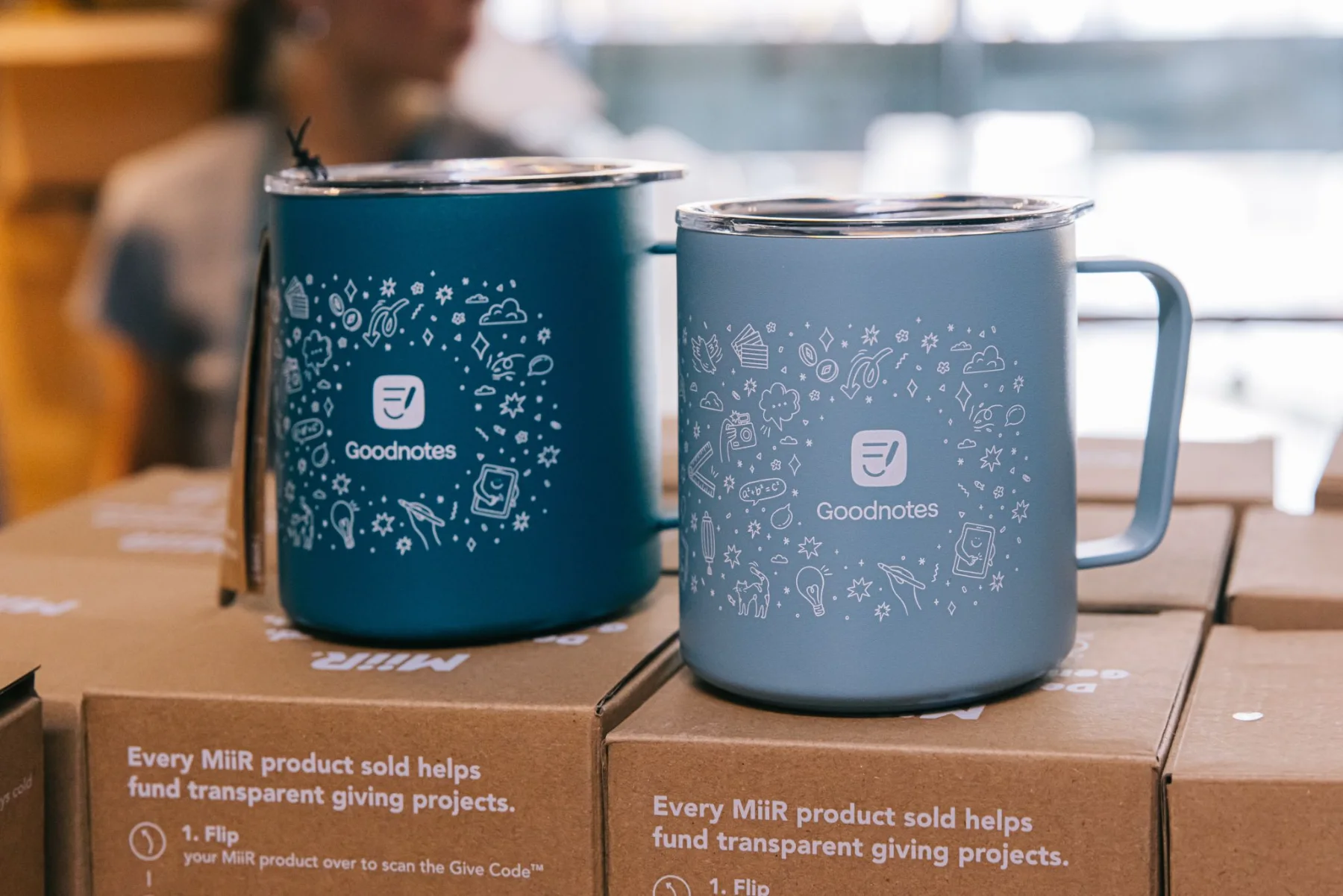 Seoul Offsite mugs in teal and slate