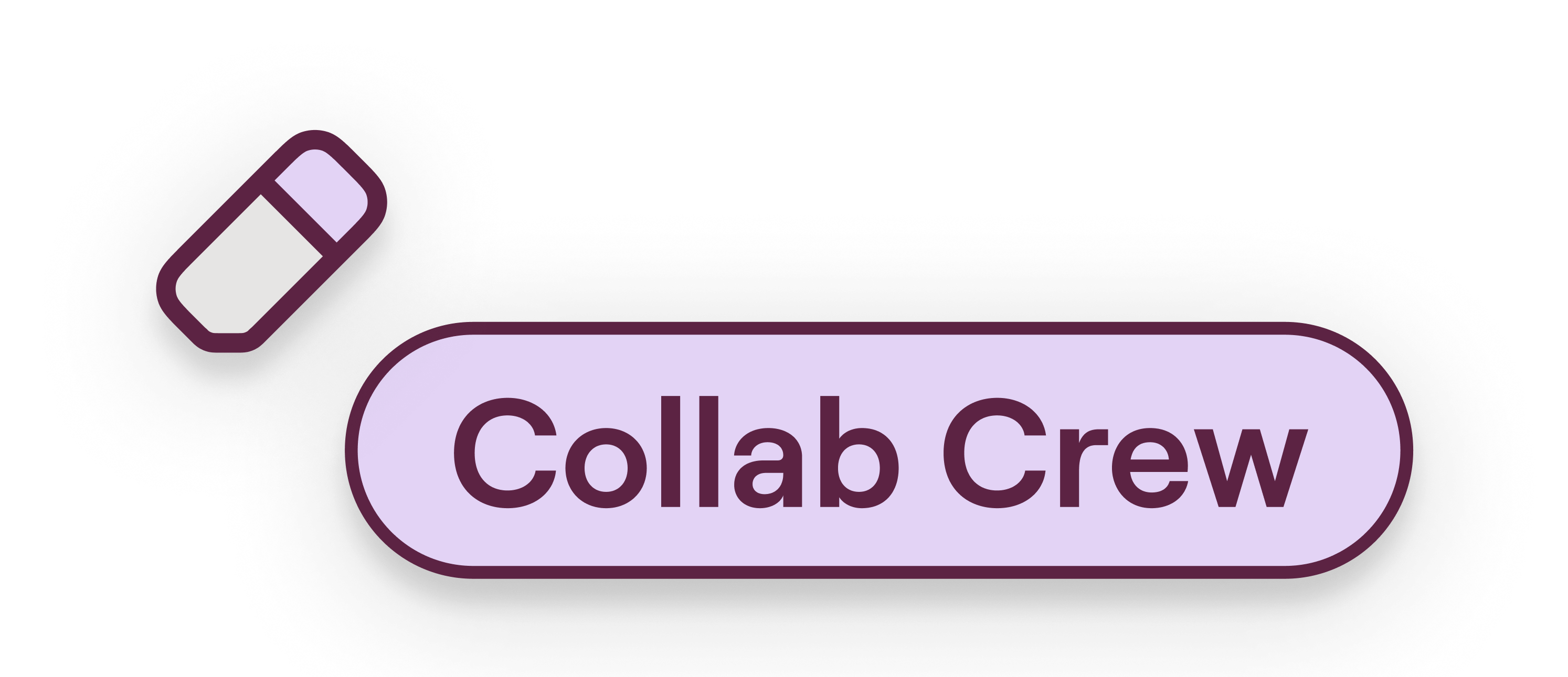 Collab Crew tag in Lavender with an eraser