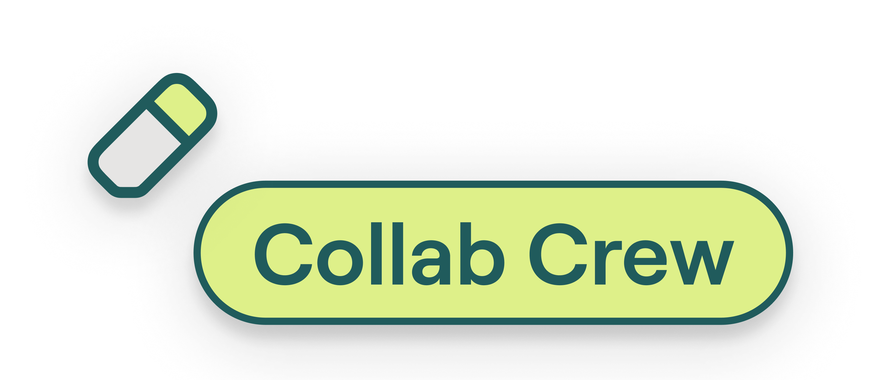 Collab Crew tag in Matcha with an eraser