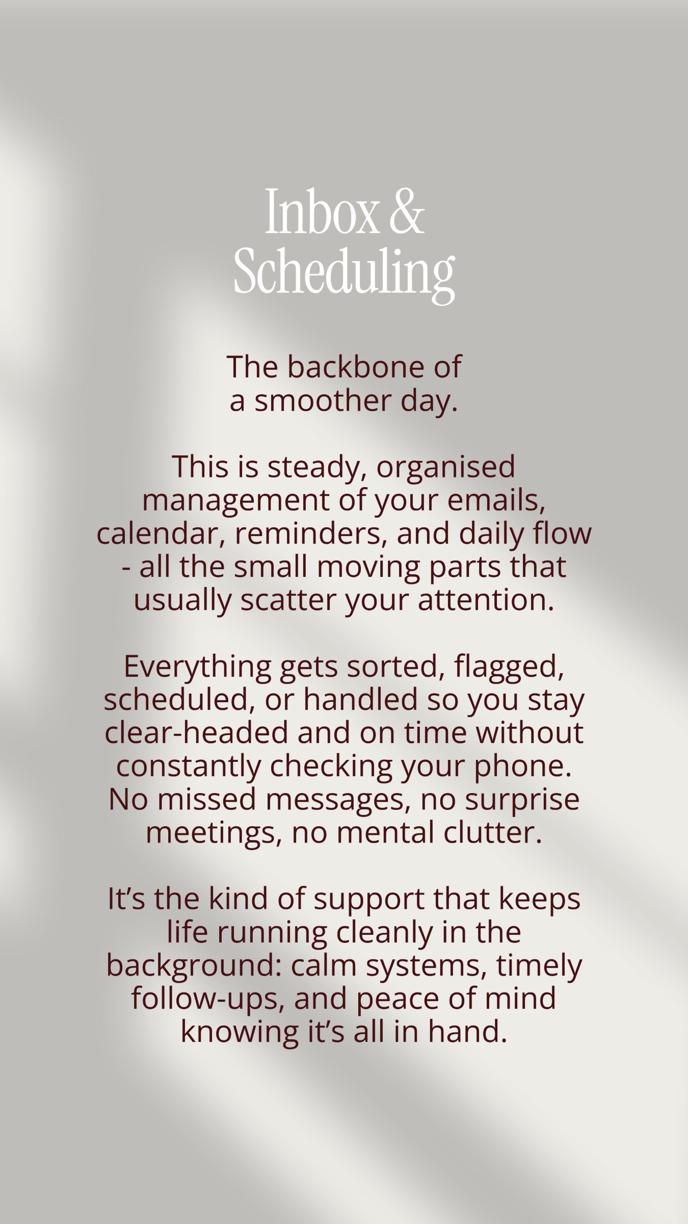 Inbox and scheduling detail
