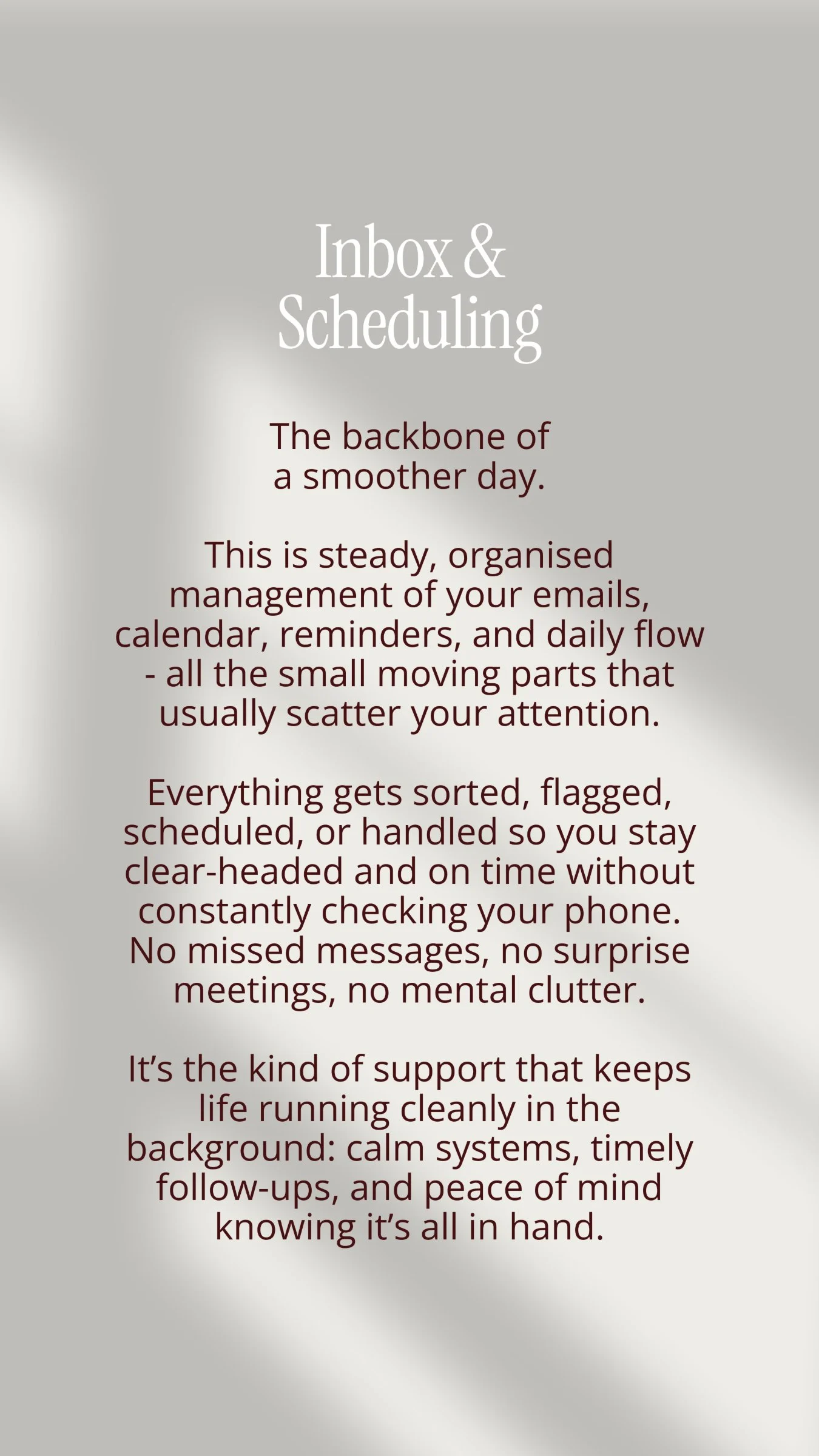 Inbox and scheduling detail