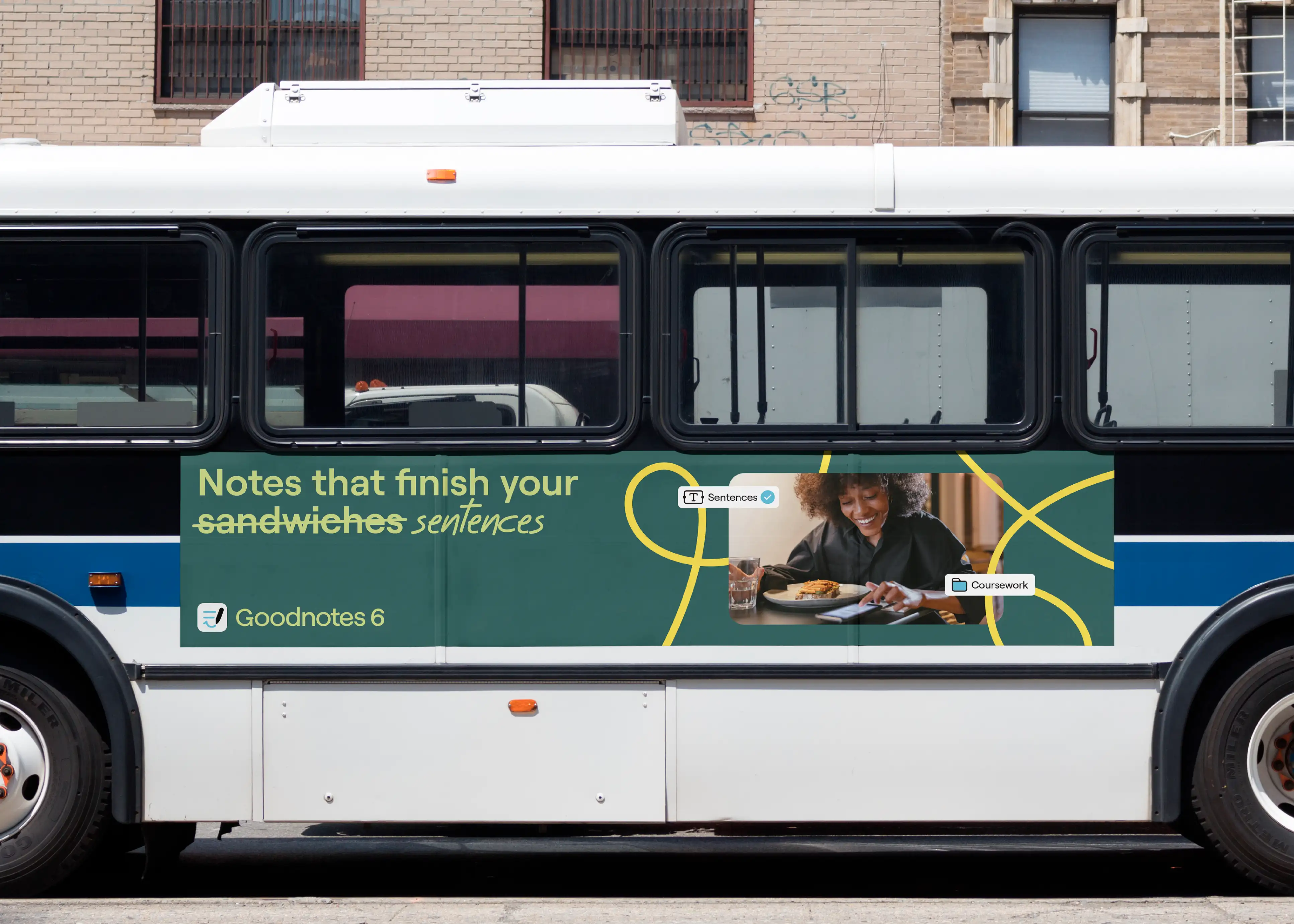 Notes Reimagined bus-side mockup for Goodnotes 6