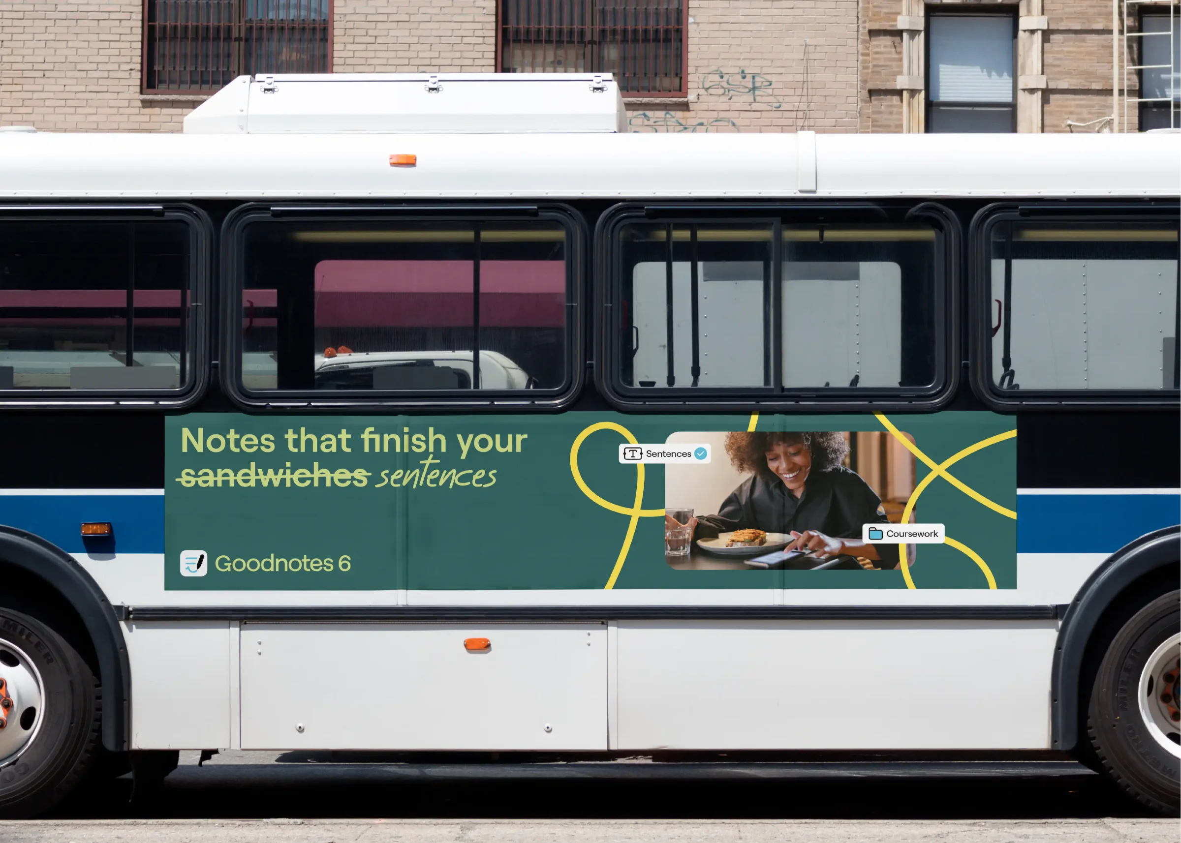 Notes Reimagined bus-side mockup for Goodnotes 6