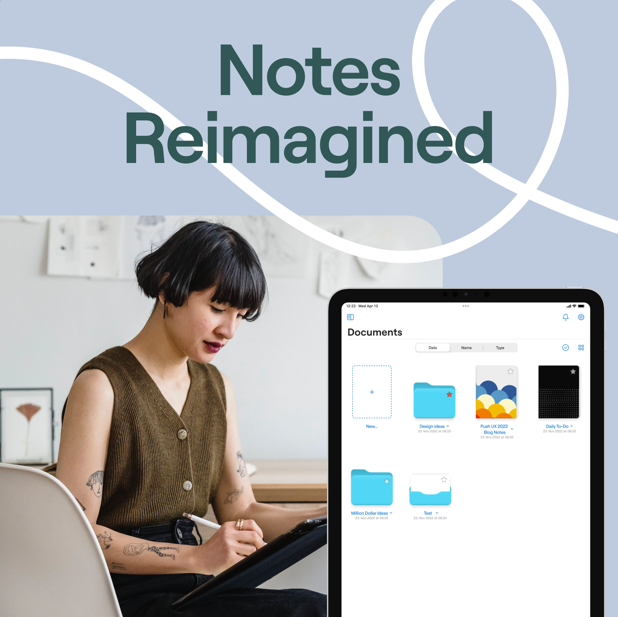 Notes Reimagined square social post, documents view
