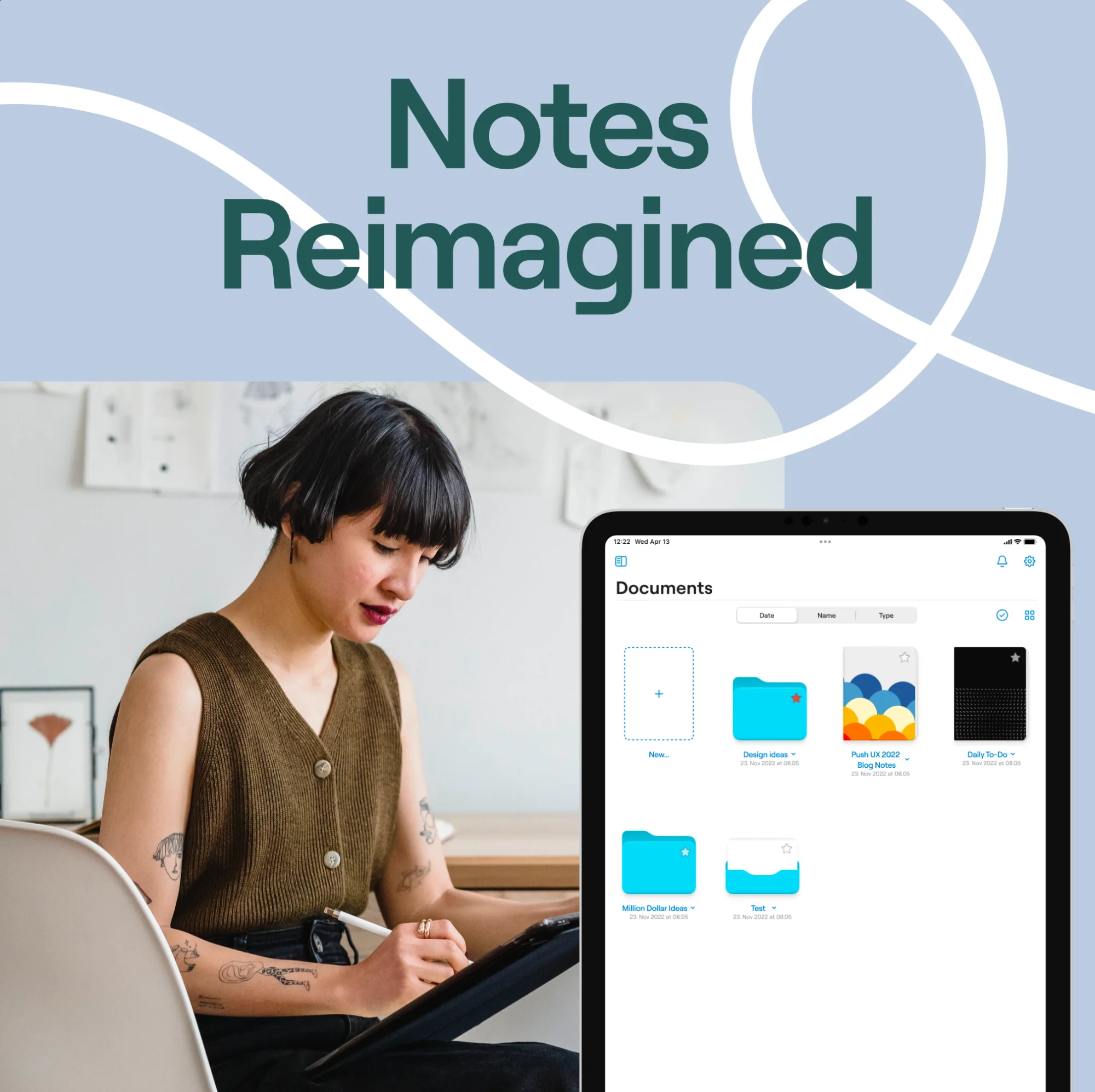 Notes Reimagined square social post, documents view