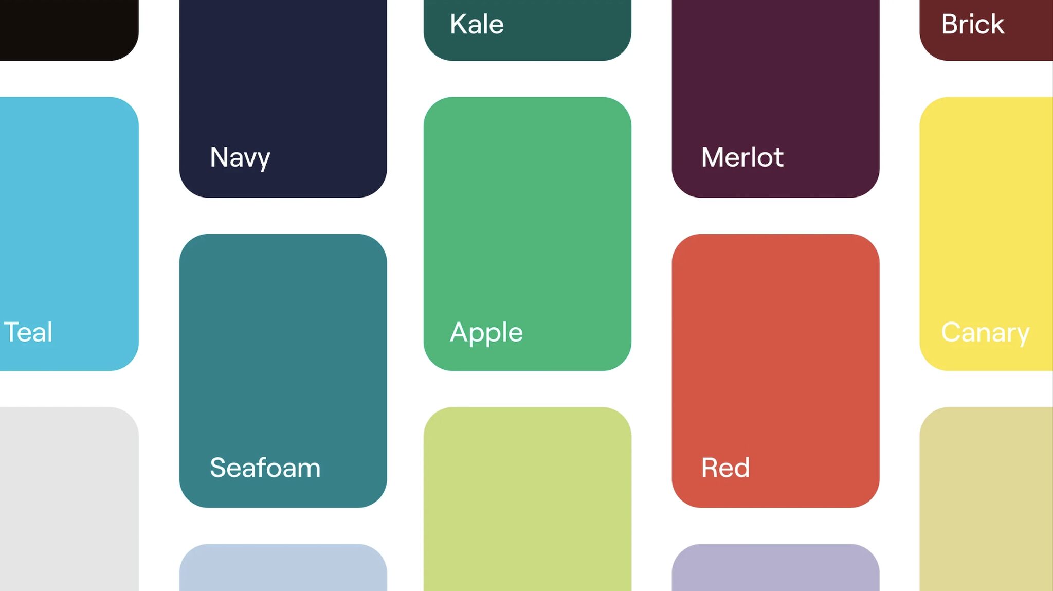 The new colour palette, named