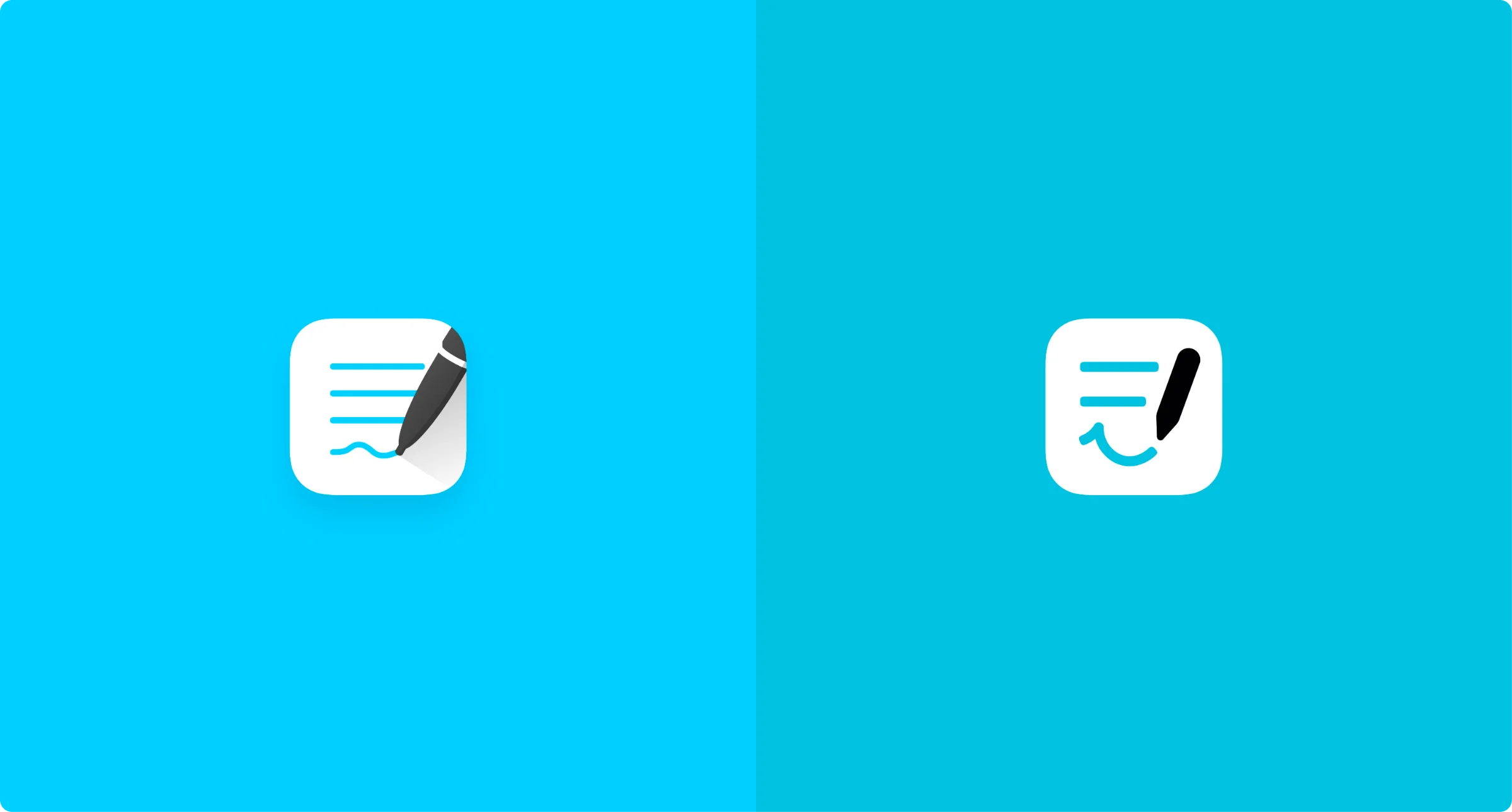 The previous Goodnotes logo (left) beside the evolved logo (right)