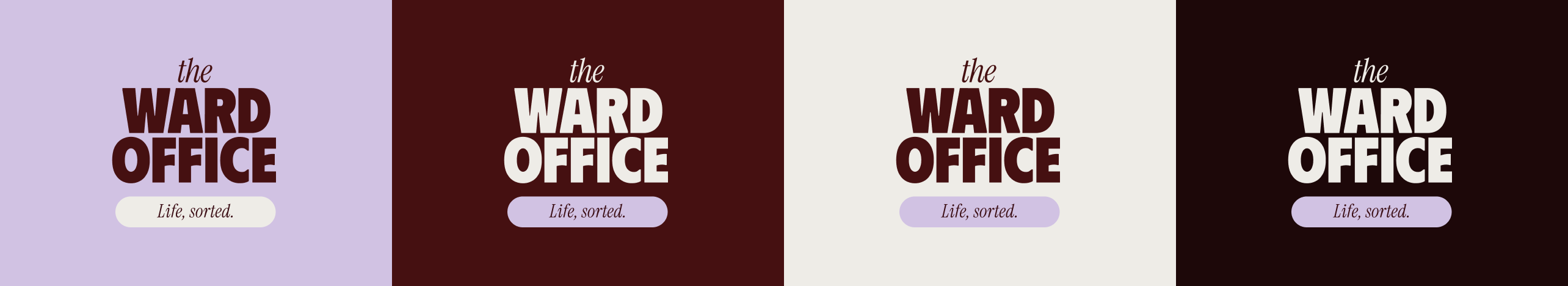 Tagline lockup in four colourways